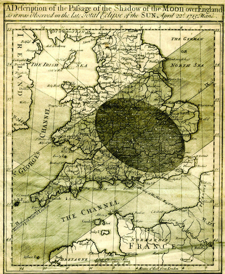 Halley Eclipse Map 1715